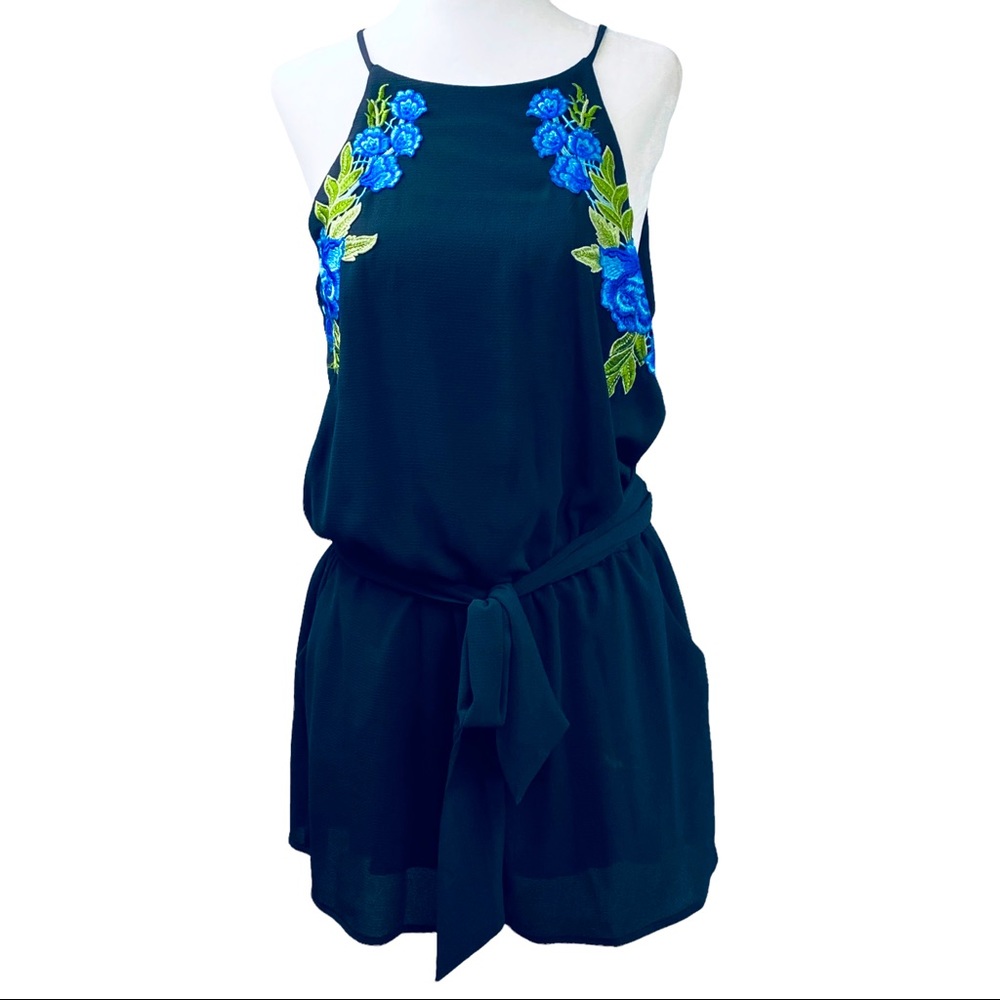 B. Darlin Black Embroidered Romper; JR 11/12